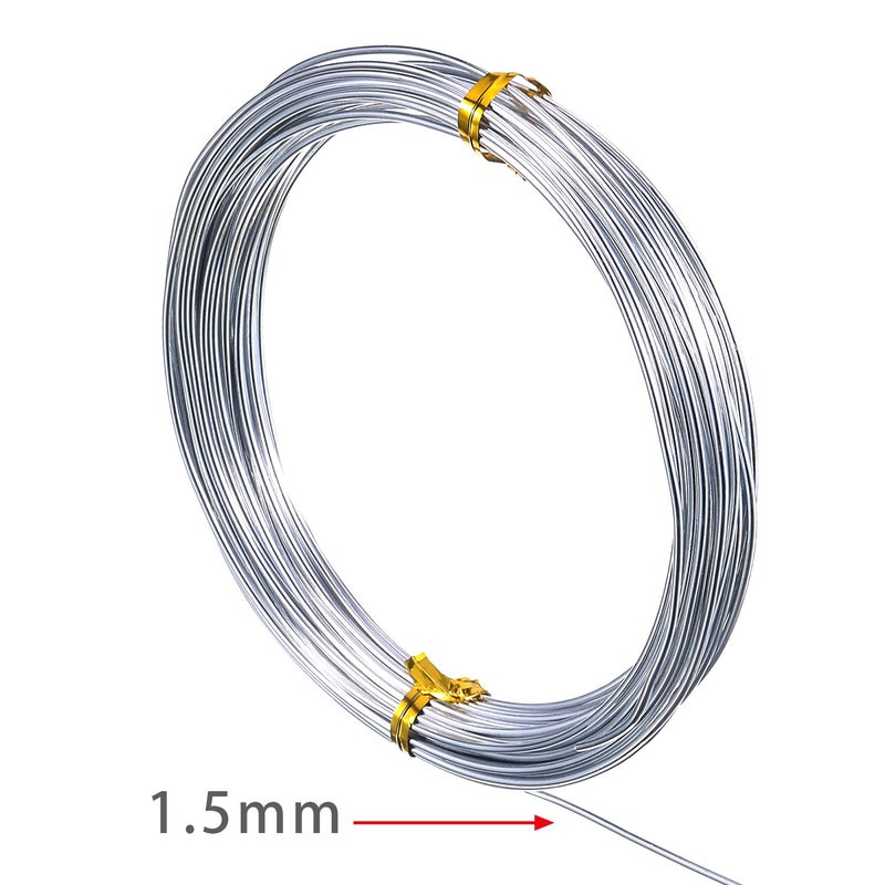 TecUnite Aluminum Craft Wire for Sculpting Armature Bendable Craft Wire for DIY Jewelry Making (2 Roll,Silver,10 M X 1.5 mm) - Image 2